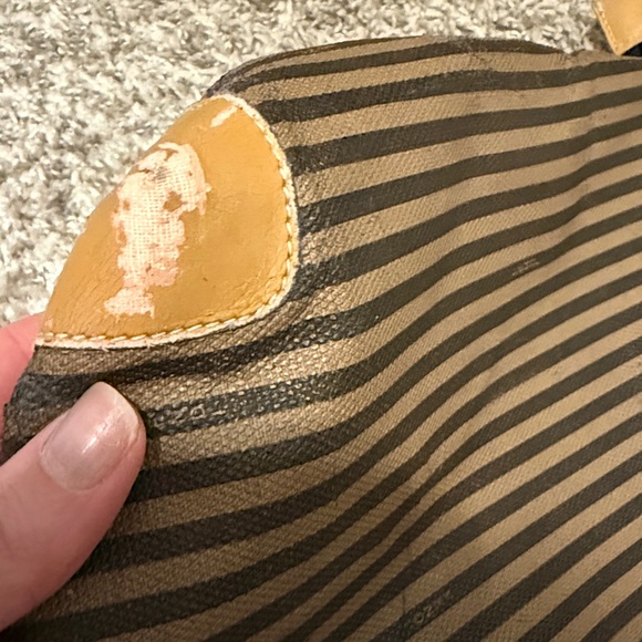 Authentic FENDI Vintage Pequin Stripe Brown and Tan Women's Tote and Wallet Set - Picture 14 of 17